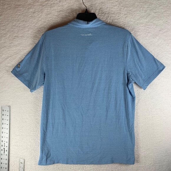 Travis Mathew Mens Blue Polyester Cotton Button Down Golf Polo Shirt Size L 9050 - Picture 11 of 13